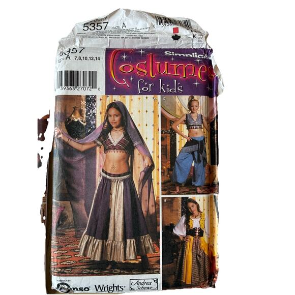 2 Simplicity Sewing Patterns Girls Moms Costumes Gypsy Aladdin Jasmine Parents - Picture 3 of 7
